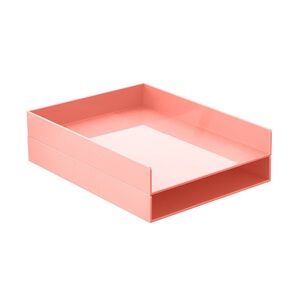 Poppin 2 Blush Stackable, Front Load, Letter Trays